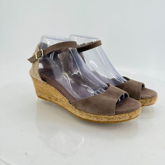 Toni Pons Llivia Platform Wedge Ankle Strap Size 39 8 Brown Leather Sandals - Picture 1 of 9